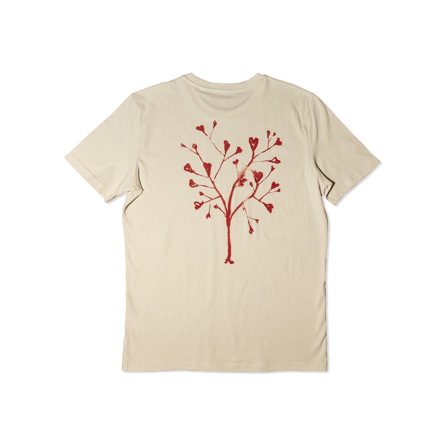 BRANDÃO FABER HUNGER - T-Shirt Hearts Tree - Small, Natural Raw