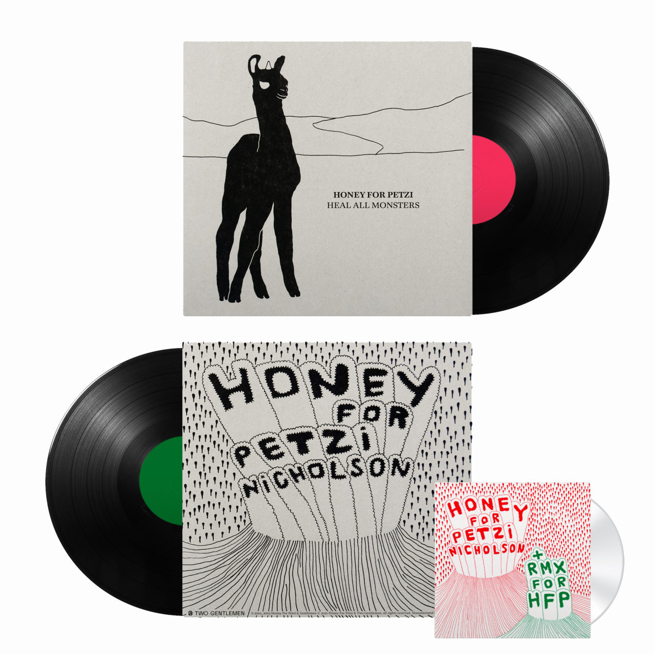 HONEY FOR PETZI - Heal All Monsters & Nicholson Vinyl Reissue - Limited Bundle: 2LP Heal All Monsters & Nicholson + RMX For HFP on CD