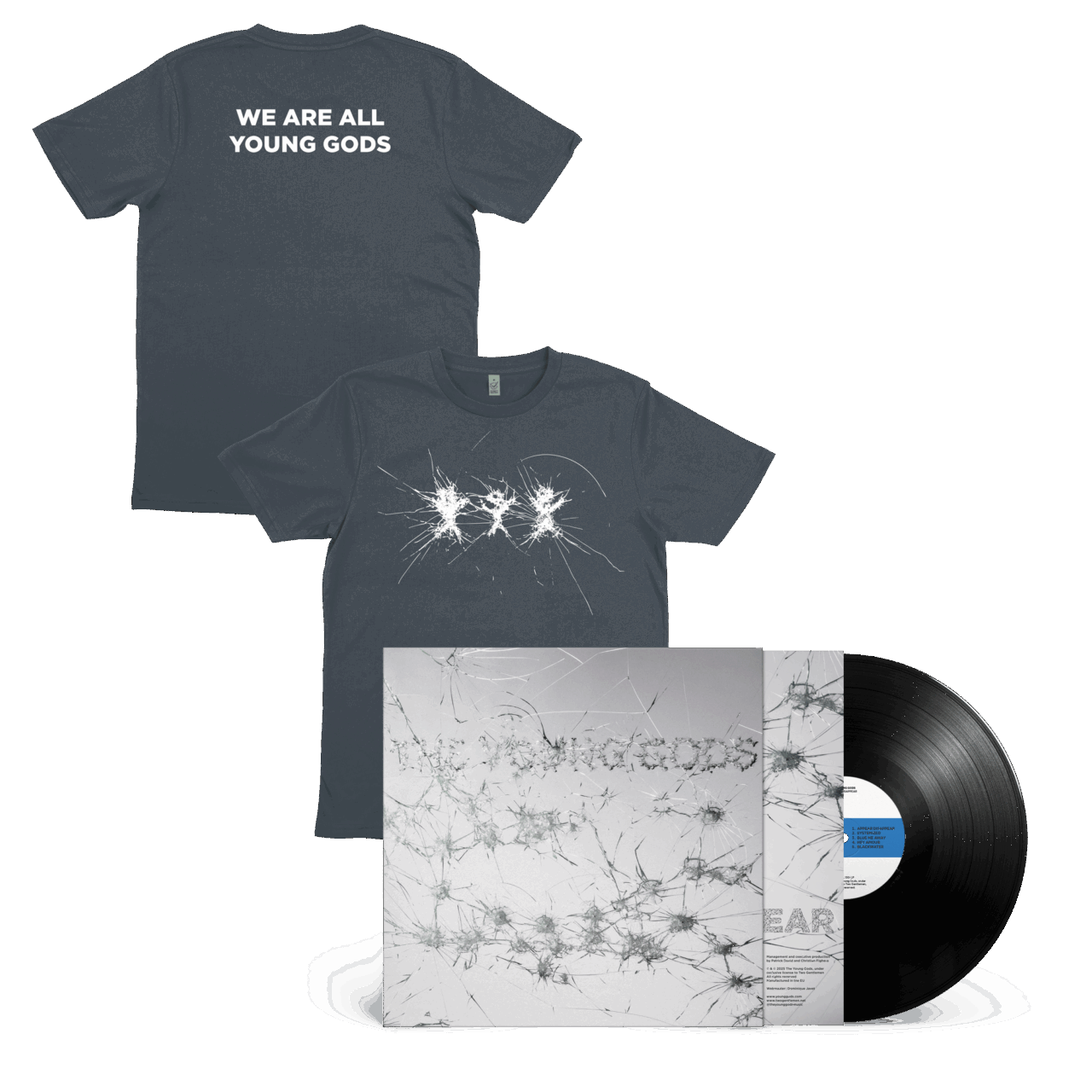 THE YOUNG GODS - Appear Disappear Vinyl + Light Charcoal T-Shirt Bundle - Vinyl + T-Shirt, Small